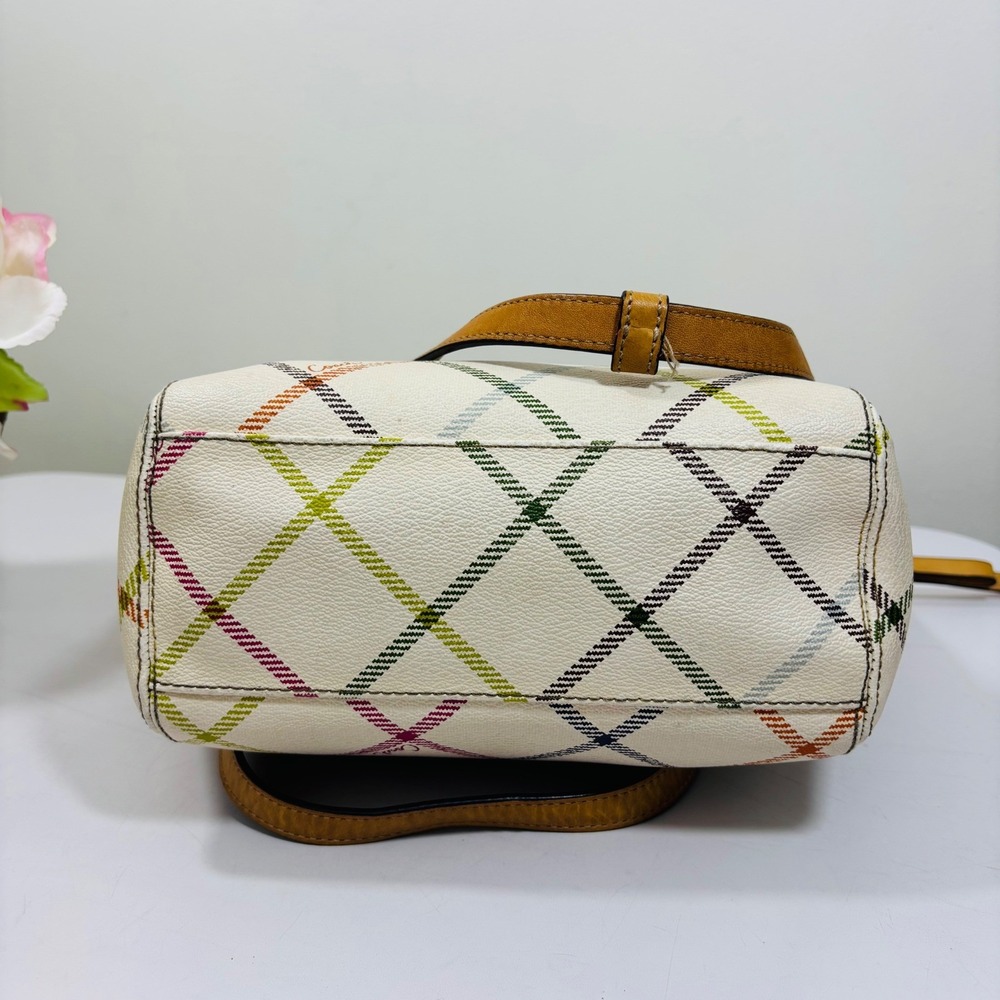 Coach Peyton Tattersall Tote Purse Handbag Ivory Plaid Multicolor - Picture 5 of 9